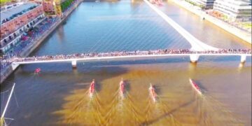 Realizan competencia de bote dragón en Puerto Madero